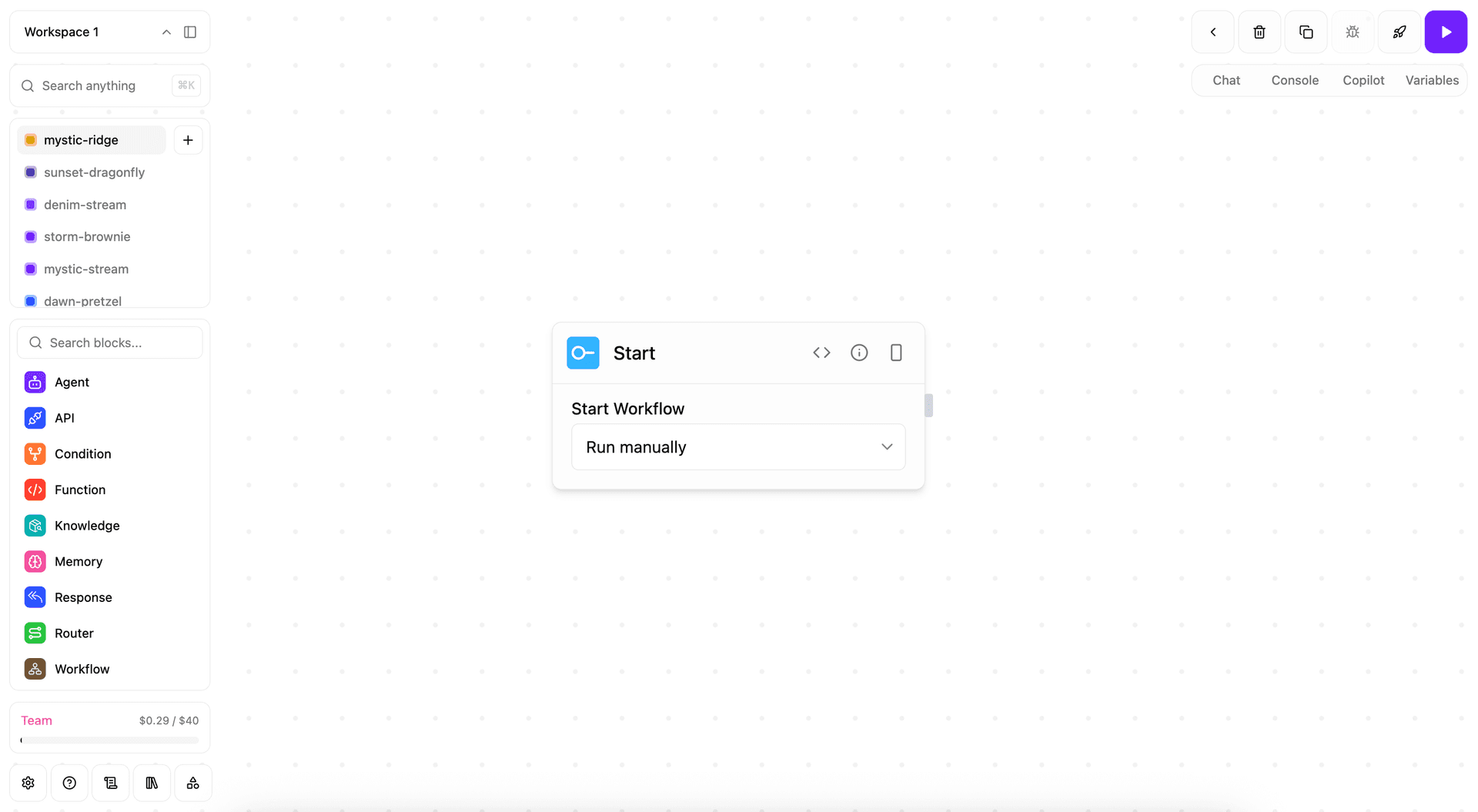 Ekinox visual workflow canvas